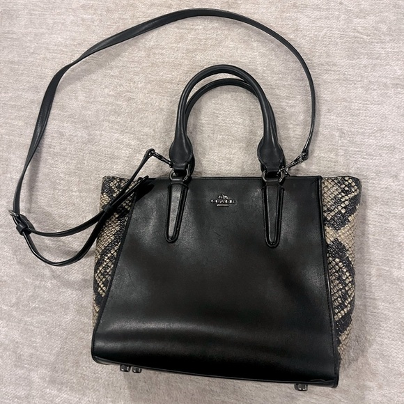 CROSBY CARRYALL 24 IN COLORBLOCK EXOTIC EMBOSSED LEATHER (COACH F55297) - Picture 2 of 7